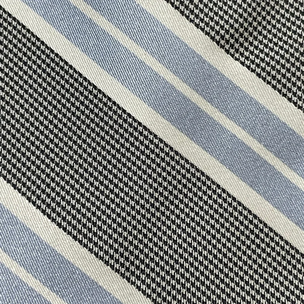 Ike Behar Silk Tie Wedding Formal Blue White Black Striped Hand Tailored USA